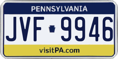 PA license plate JVF9946