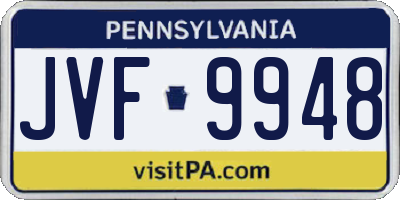 PA license plate JVF9948