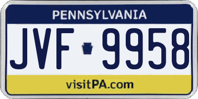 PA license plate JVF9958
