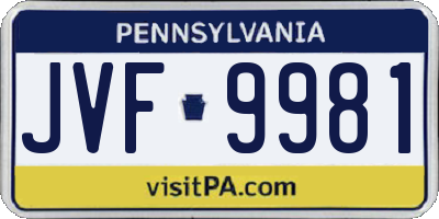 PA license plate JVF9981