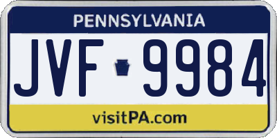PA license plate JVF9984