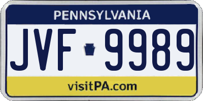 PA license plate JVF9989