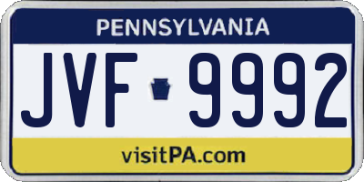 PA license plate JVF9992