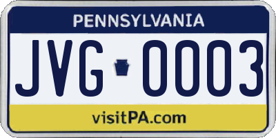 PA license plate JVG0003