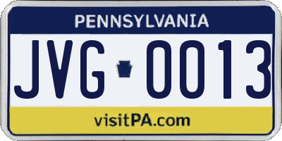PA license plate JVG0013