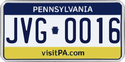PA license plate JVG0016
