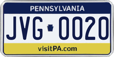 PA license plate JVG0020