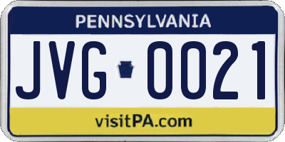 PA license plate JVG0021
