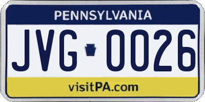 PA license plate JVG0026