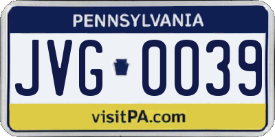 PA license plate JVG0039