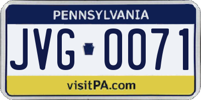 PA license plate JVG0071