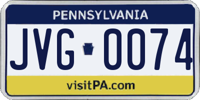 PA license plate JVG0074