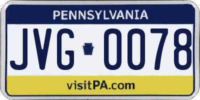 PA license plate JVG0078