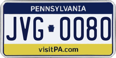 PA license plate JVG0080