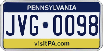 PA license plate JVG0098