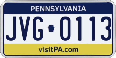 PA license plate JVG0113