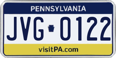 PA license plate JVG0122