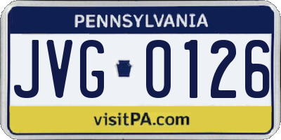 PA license plate JVG0126