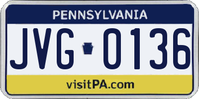 PA license plate JVG0136