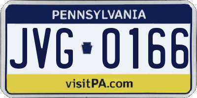 PA license plate JVG0166