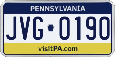 PA license plate JVG0190