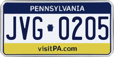 PA license plate JVG0205