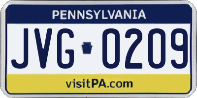 PA license plate JVG0209