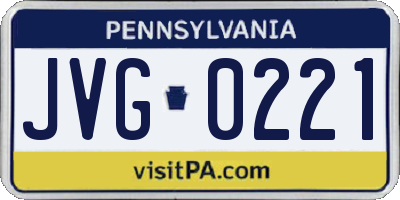PA license plate JVG0221
