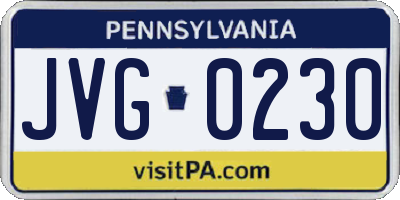 PA license plate JVG0230