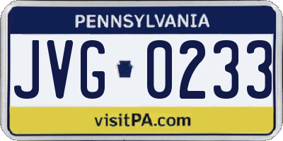 PA license plate JVG0233