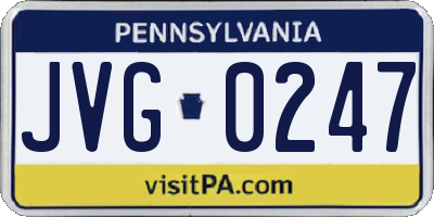 PA license plate JVG0247