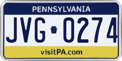PA license plate JVG0274