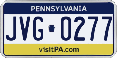 PA license plate JVG0277