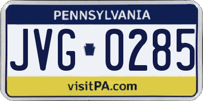 PA license plate JVG0285