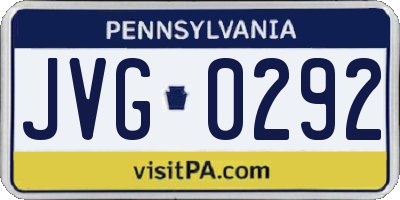 PA license plate JVG0292