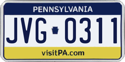 PA license plate JVG0311