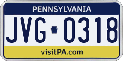 PA license plate JVG0318
