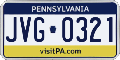 PA license plate JVG0321