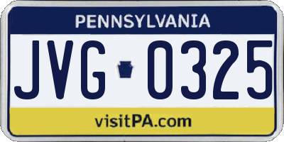 PA license plate JVG0325