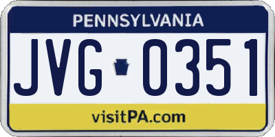 PA license plate JVG0351
