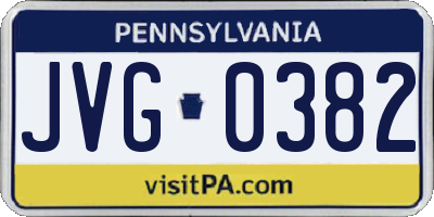 PA license plate JVG0382