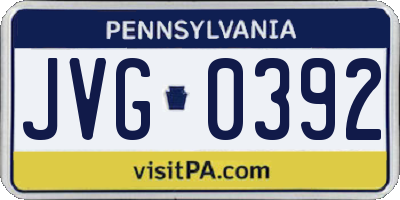 PA license plate JVG0392