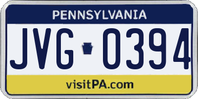 PA license plate JVG0394