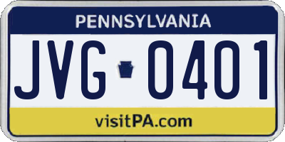 PA license plate JVG0401