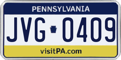 PA license plate JVG0409