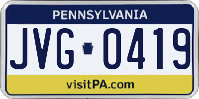 PA license plate JVG0419