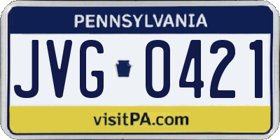 PA license plate JVG0421