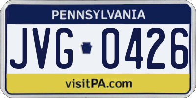 PA license plate JVG0426
