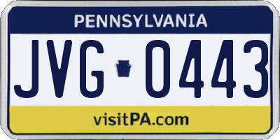 PA license plate JVG0443
