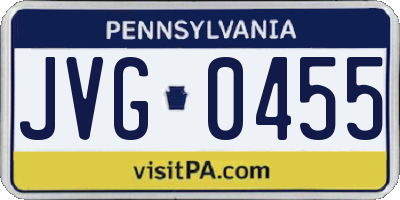 PA license plate JVG0455